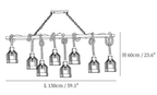 Clérachic pendant light dimension drawing, every measurement marked in centimetres and inches.