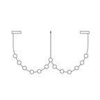 Line drawing of this Clérachic pendant, showing two loops of lights hung from two ceiling plates and a centre suspension cord.