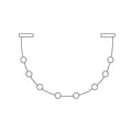 Line drawing of a single loop of this Clérachic pendant, with round lights strung between two ceiling plates.