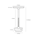 Clérachic table lamp dimension drawing, Drawing, every measurement marked in centimetres and inches.