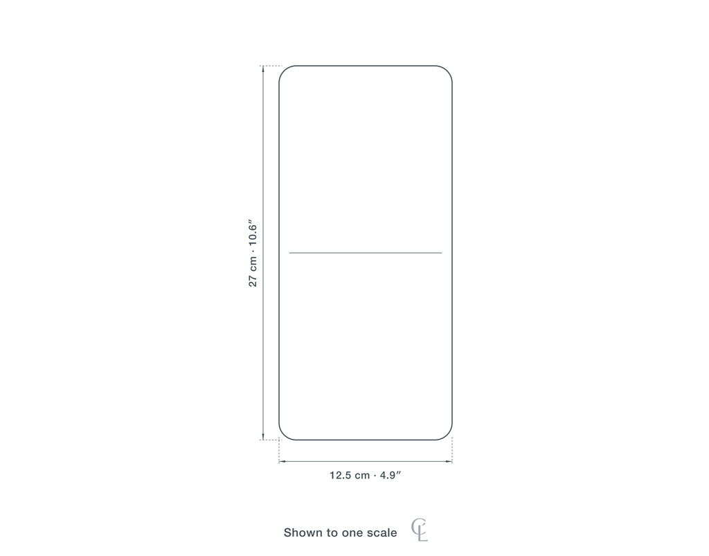 Technical dimension drawing of the Clérachic Black Table Lamp for Bedside, Cordless Aluminium, 27 cm Tall — 12.5 × 27 cm (4.9 × 10.6″), drawn to scale.