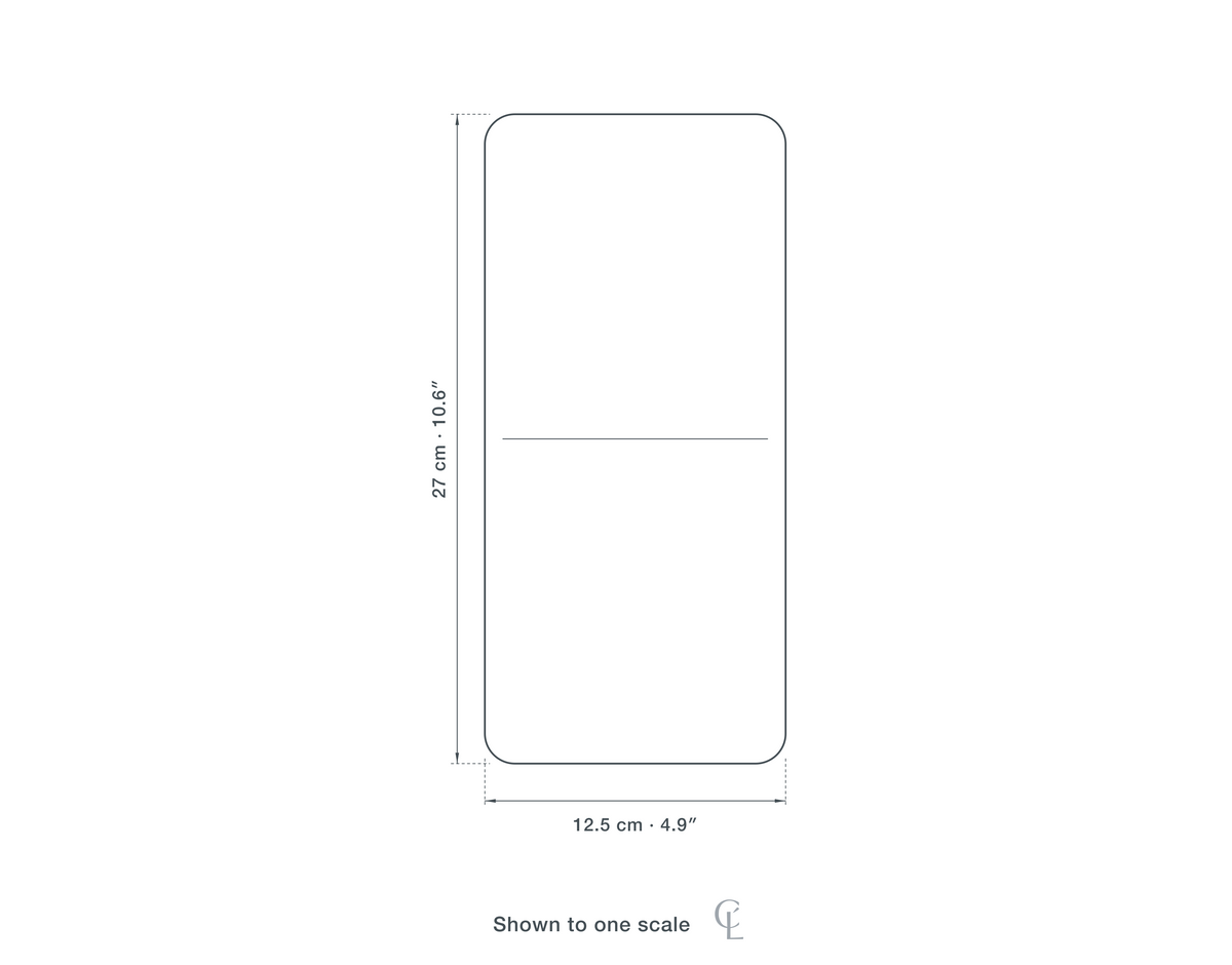 Technical dimension drawing of the Clérachic Black Table Lamp for Bedside, Cordless Aluminium, 27 cm Tall — 12.5 × 27 cm (4.9 × 10.6″), drawn to scale.