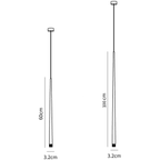 Dimension drawing of this Clérachic pendant, showing 60 cm and 100 cm tube lengths and a 3.2 cm tube width.