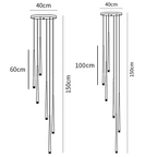 Dimension drawing of this Clérachic pendant on a 40 cm round canopy, with 60 cm and 100 cm tubes and a 150 cm overall drop.