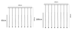 Dimension drawing of this Clérachic pendant on a 150 cm long canopy, with 60 cm and 100 cm tubes and a 150 cm drop.