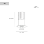 Clérachic downlight dimension drawing, 7 W, every measurement marked in centimetres and inches.