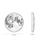 Clérachic wall light dimension drawing, 25 cm,  Illuminated Art, every measurement marked in centimetres and inches.