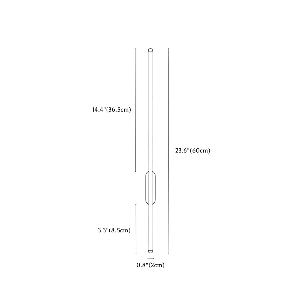 Clérachic wall light dimension drawing, Oval, 60 cm, every measurement marked in centimetres and inches.