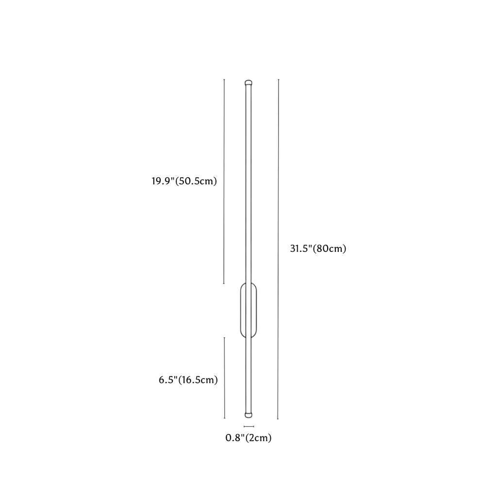Clérachic wall light dimension drawing, Oval, 80 cm, every measurement marked in centimetres and inches.