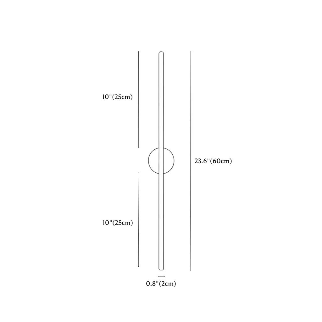 Clérachic wall light dimension drawing, Round, 60 cm, every measurement marked in centimetres and inches.