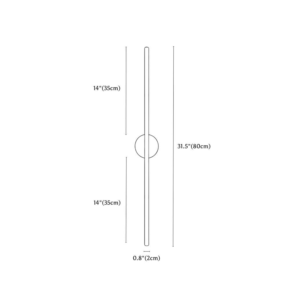 Clérachic wall light dimension drawing, Round, 80 cm, every measurement marked in centimetres and inches.