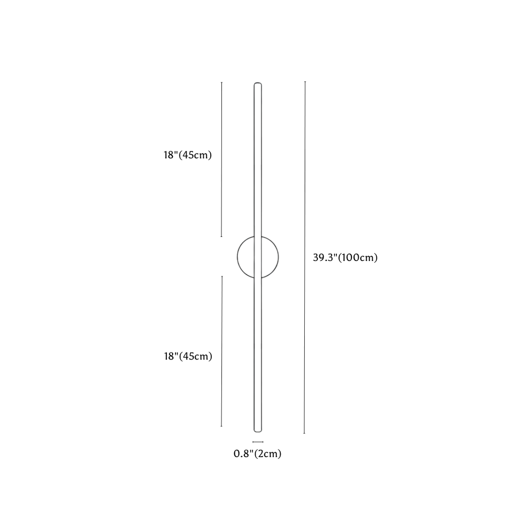 Clérachic wall light dimension drawing, Round, 100 cm, every measurement marked in centimetres and inches.