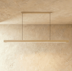 The Clérachic pine pendant bar's pale wood grain glows beneath a slim horizontal ceiling canopy.