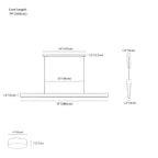 Clérachic pendant light dimension drawing, 180 cm, 30 W, every measurement marked in centimetres and inches.