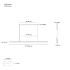 Clérachic pendant light dimension drawing, 120 cm, 18 W, every measurement marked in centimetres and inches.