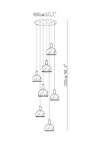 Dimension drawing of the blair alabaster pendant light, in outline against white.