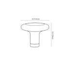Clérachic table lamp dimension drawing, every measurement marked in centimetres and inches.