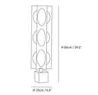 Dimension drawing of the blue kleos floor lamp, in outline against white.