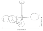 Dimension drawing of this Clérachic chandelier in its smallest size, with its height and width marked.