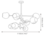 Dimension drawing of this Clérachic chandelier in its largest size, with its height and width marked.