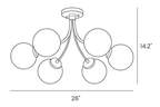 Dimension drawing of this Clérachic ceiling light, with its height and width marked.