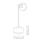 Dimension drawing of this Clérachic wall light, with its 8.5 cm shade height and 12.5 cm diameter marked.