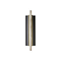 Front view of the Clérachic Brass-Edged Shield Wall Sconce, the alabaster bar overrunning the brass-bordered shields top and bottom.