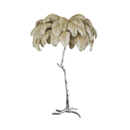 Sand-coloured plumes on a Clérachic floor lamp with a silver-finish stem and base, shown on a plain white backdrop.
