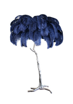 Navy plumes on a Clérachic floor lamp with a silver-finish stem and base, shown on a plain white backdrop.
