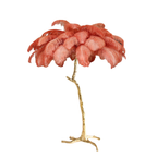 Coral plumes on a Clérachic floor lamp with a polished brass stem and base, photographed on a plain white backdrop.