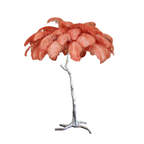 Coral plumes on a Clérachic floor lamp with a silver-finish stem and base, photographed on a plain white backdrop.