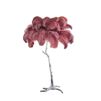 Raspberry plumes on a Clérachic floor lamp with a silver-finish stem and base, shown on a plain white backdrop.