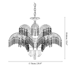 Clérachic chandelier dimension drawing, 3 of 4, every measurement marked in centimetres and inches.