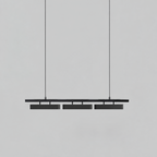 All-black three-head Clérachic linear pendant against a mid-grey backdrop, hung on two thin wires.