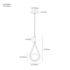 Clérachic pendant light dimension drawing, every measurement marked in centimetres and inches.