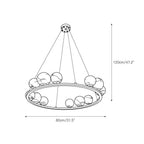 Dimension drawing for the Clérachic twelve-light chandelier, 80cm/31.5″ across the ring and 120cm/47.2″ overall height.