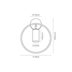 Clérachic wall light dimension drawing, every measurement marked in centimetres and inches.