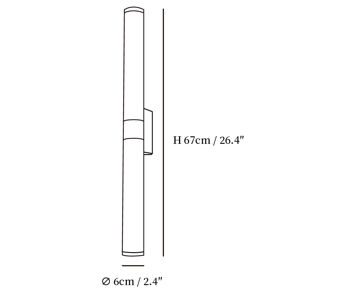 Dimension drawing of this Clérachic wall light, with its height and width marked.