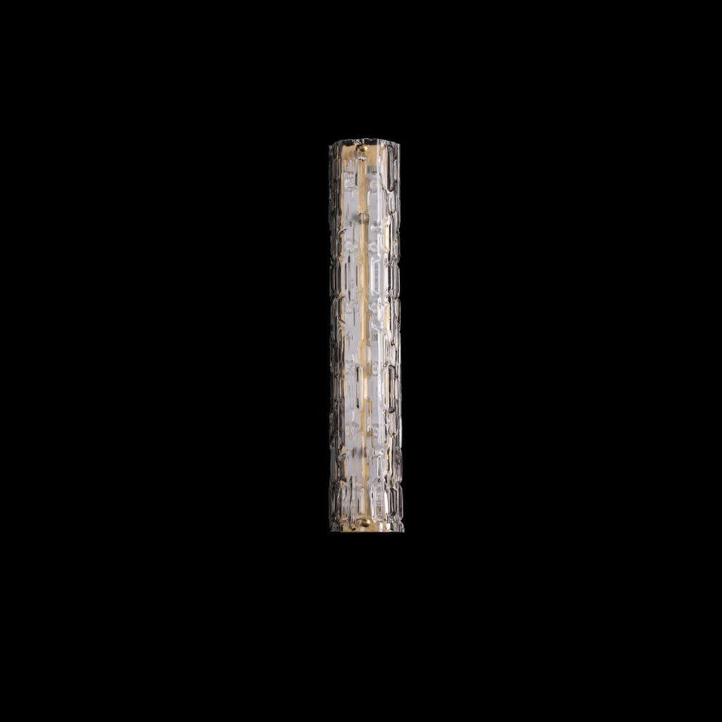 Clérachic wall light shown on a black backdrop, switched off, with its clear faceted glass and gold frame visible.
