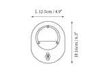Dimension drawing of this Clérachic oval wall light, with its 12.5 cm width and 16 cm height marked.