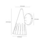 Clérachic wall light dimension drawing, every measurement marked in centimetres and inches.