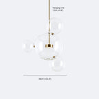 Dimension drawing for the Clérachic Bubble Cluster Pendant Light's 4-head cluster: 58 cm (22.8″) span on a 1.2 m (47.2″) hanging wire.