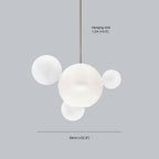 Dimension drawing for the Clérachic Bubble Cluster Pendant Light's frosted 4-head cluster: 58 cm (22.8″) span, 1.2 m (47.2″) wire.
