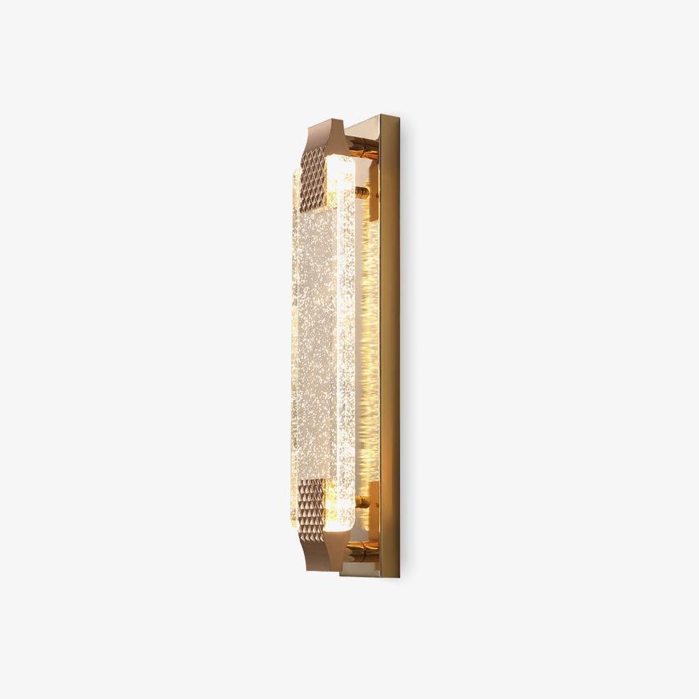 Slim rose gold wall light with a bubble-crystal panel and textured end caps, from Clérachic, on a plain white backdrop.
