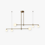 A Clérachic 6-head bubble-glass bar pendant shown alone on a plain background, its two staggered bars each carrying opal globes.
