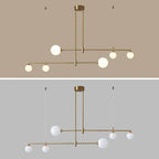 The Clérachic bubble-glass bar pendant shown in warm light and white light, the two bulb-colour options for its opal globes.