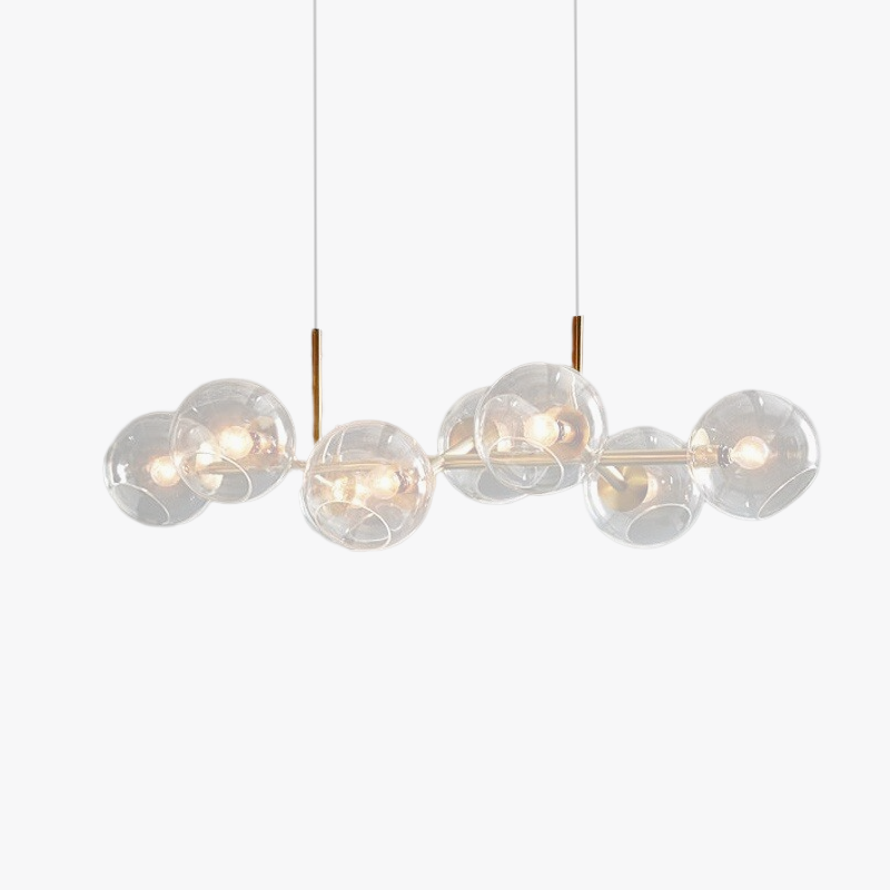 Dimension drawing for the Clérachic bubble glass linear pendant, 98 cm (≈38.6″) wide and 25 cm (≈9.8″) tall.