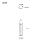 Clérachic pendant light dimension drawing, every measurement marked in centimetres and inches.