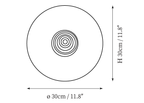 Dimension drawing of this Clérachic round marble wall light, with its 30 cm diameter marked.