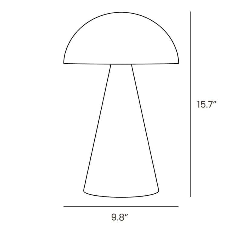 Dimension drawing of this Clérachic table lamp, with its height and width marked.